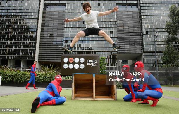 Chris Stanley practices a parkour manouvre at Central Park on October 18, 2017 in Sydney, Australia.