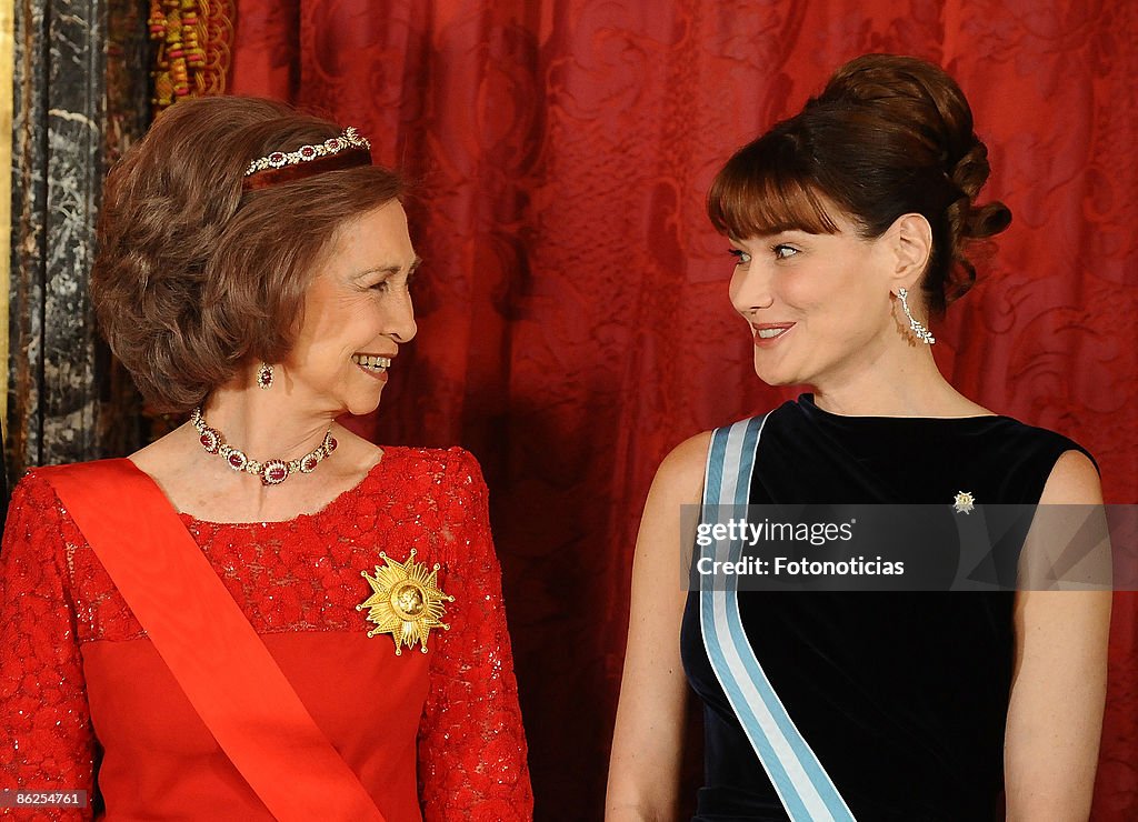 Spanish Royals Host Gala Dinner Honouring Nicolas Sarkozy & Carla Brun