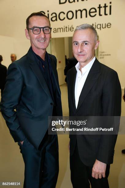 Bruno Frisoni and Herve van der Straeten attend the "Societe des Amis du Musee d'Art Moderne de la Ville de Paris" Dinner on October 17, 2017 in...