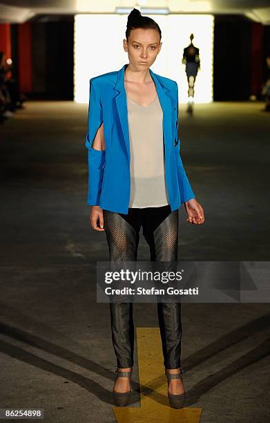 Model showcases designs by Dion Lee on the catwalk at the Kings Cross Car Park on day two of Rosemount Australian Fashion Week Spring/Summer 2009/10...