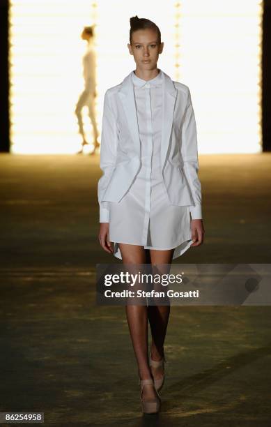 Model showcases designs by Dion Lee on the catwalk at the Kings Cross Car Park on day two of Rosemount Australian Fashion Week Spring/Summer 2009/10...