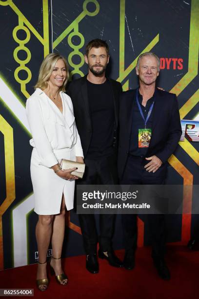 Chris Hemsworth with his parents Craig and Leonie attend the Thor: Ragnarok Sydney Screening Event on October 15, 2017 in Sydney, Australia.