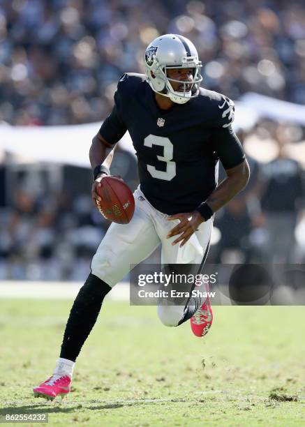 Manuel of the Oakland Raiders in action against the Baltimore Ravens at Oakland-Alameda County Coliseum on October 8, 2017 in Oakland, California.