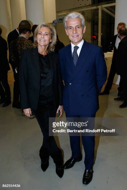 Claire Chazal and Christophe de Backer attend the "Societe des Amis du Musee d'Art Moderne de la Ville de Paris" Dinner on October 17, 2017 in Paris,...
