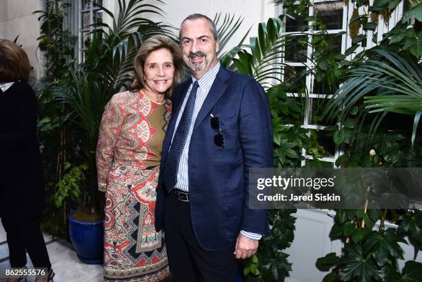Monica Noel and Carlo Traglio attend QUEST & VHERNIER Host Luncheon at MAJORELLE at Majorelle on October 17, 2017 in New York City.