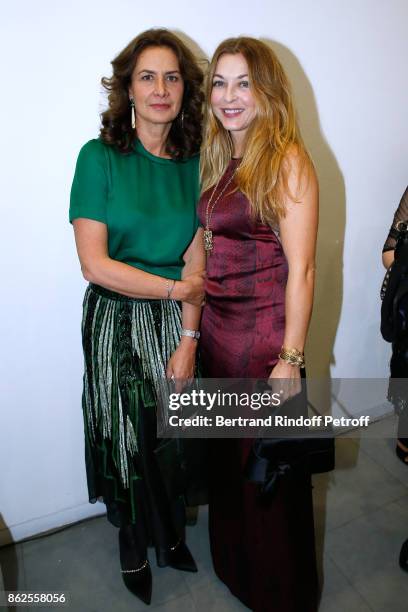 Caroline Sarkozy and Arabelle Reille-Mahdavi attend the "Societe des Amis du Musee d'Art Moderne de la Ville de Paris" Dinner on October 17, 2017 in...