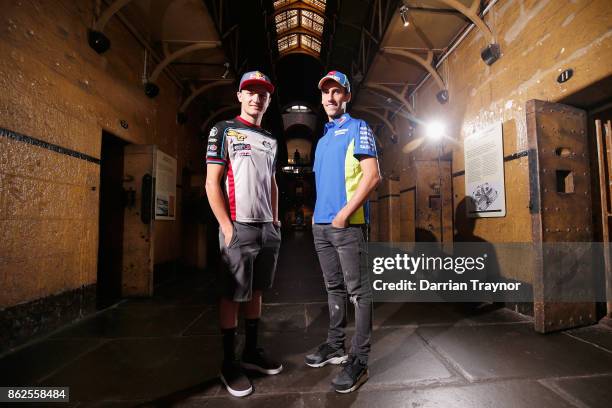 MotoGP riders Jack Miller and Alex Rins visit the Old Melbourne Gaol during a media op ahead of the 2017 MotoGP of Australia at on October 18, 2017...