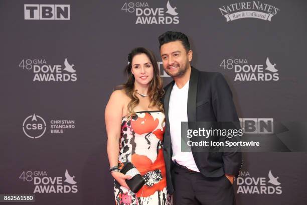 Alex Campos and guest arrives at the 48th Annual GMA Dove Awards red carpet at Allen Arena on October 17, 2017 in Nashville, TN.