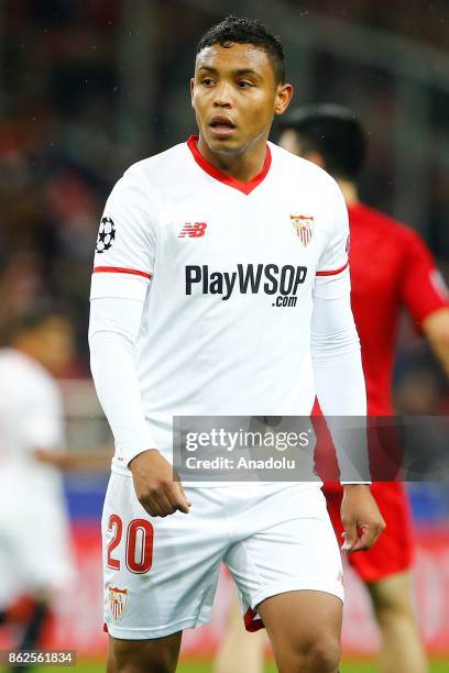 Luis Muriel of Sevilla is seen during the UEFA Champions League match between Spartak Moscow and Sevilla FC at Spartak Stadium in Moscow, Russia on...