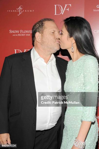 Harvey Weinstein and Wendi Murdoch attend THE CINEMA SOCIETY with IVANKA TRUMP JEWELRY & DIANE VON FURSTENBERG host a screening of "SNOW FLOWER AND...