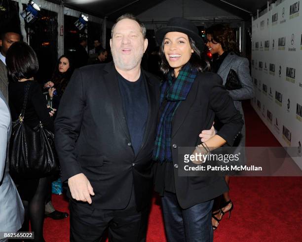 Harvey Weinstein and Rosario Dawson attend New York premiere of "Mandela: Long Walk to Freedom" hosted by The Weinstein Company at Alice Tully Hall...