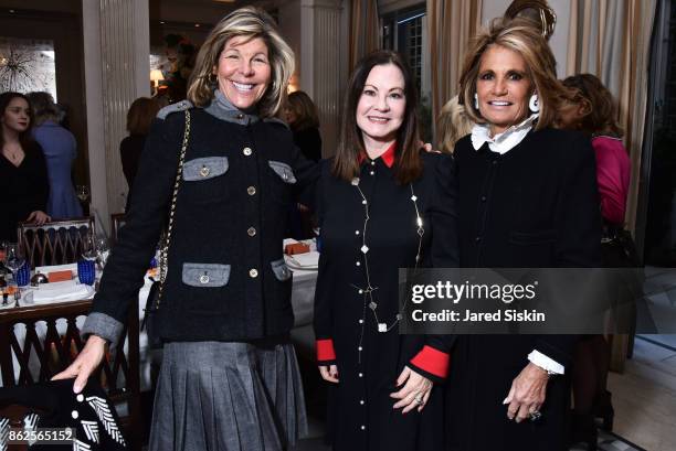 Jamee Gregory, Judith Giuliani and Grace Meigher attend QUEST & VHERNIER Host Luncheon at MAJORELLE at Majorelle on October 17, 2017 in New York City.