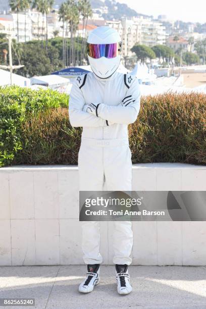 The Stig attends photocall for "Top Gear America" as part of MIPCOM 2017 at the Palais des Festivals on October 17, 2017 in Cannes, France.