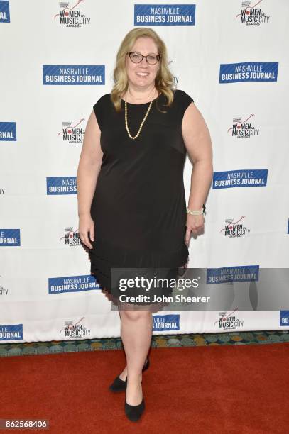 Julie Boos of Flood, Bumstead, McCready & McCarthy arrives at the 2017 Nashville Business Journal Women In Music City on October 17, 2017 in...