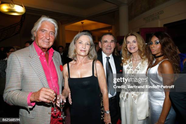 Pierre Cornette de Saint-Cyr, his wife, Michel Corbiere, Cyrielle Clair and Mia Frye attend the 25th "Gala de l'Espoir" at Theatre des Champs-Elysees...