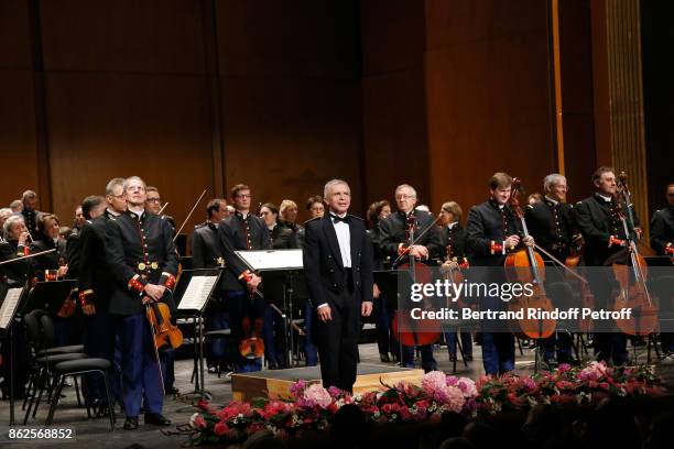 Bandmaster Francois Boulanger performs with the Symphonic Orchestra of the "Garde Republicaine" during the 25th "Gala de l'Espoir" at Theatre des...