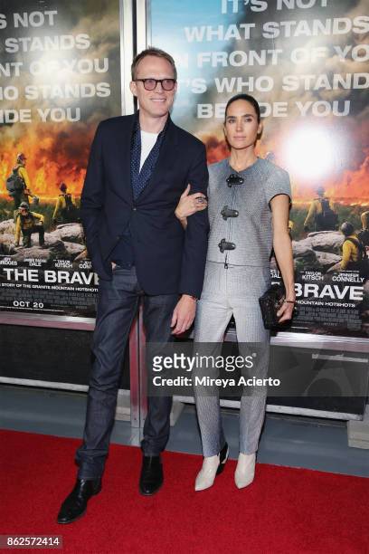 Actors Paul Bettany and Jennifer Connelly attend "Only The Brave" New York screening at iPic Theater on October 17, 2017 in New York City.