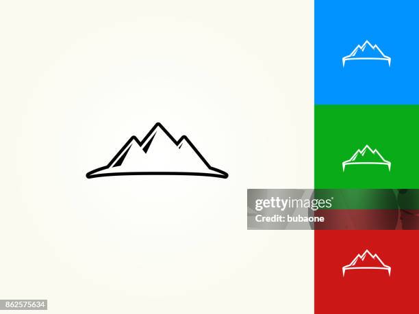mountain black stroke linear icon - mountain line art stock illustrations