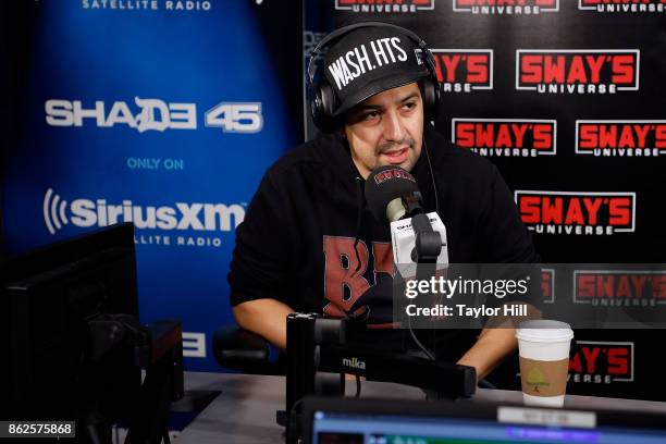 Lin-Manuel Miranda visits "Sway in the Morning" at SiriusXM Studios on October 17, 2017 in New York City.