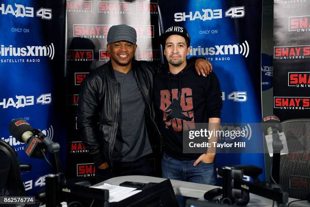 Lin-Manuel Miranda visits "Sway in the Morning" at SiriusXM Studios on October 17, 2017 in New York City.