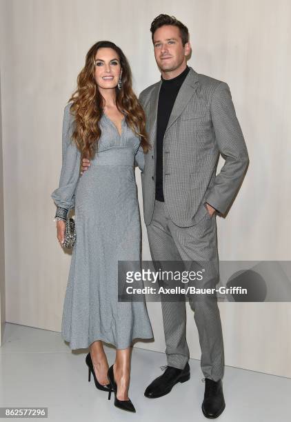 Actors Elizabeth Chambers and Armie Hammer arrive at Hammer Museum Gala in the Garden on October 14, 2017 in Westwood, California.