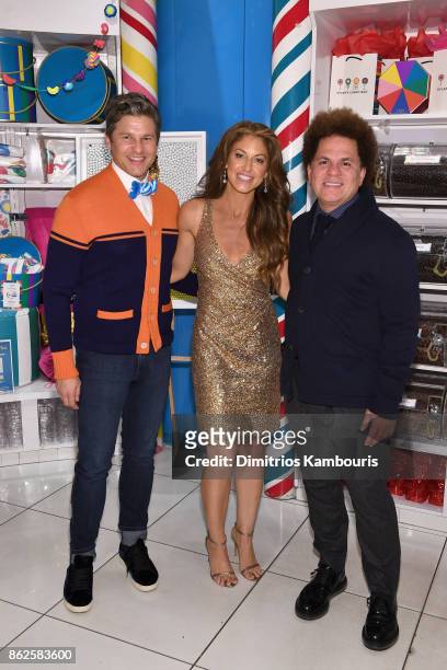 David Burtka, Dylan Lauren and Romero Britto celebrate the Sweet 16 of Dylan's Candy Bar on October 17, 2017 in New York City.