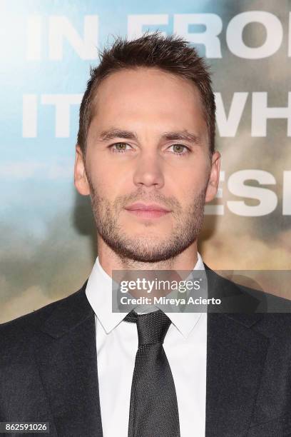 Actor Taylor Kitsch attends "Only The Brave" New York screening at iPic Theater on October 17, 2017 in New York City.