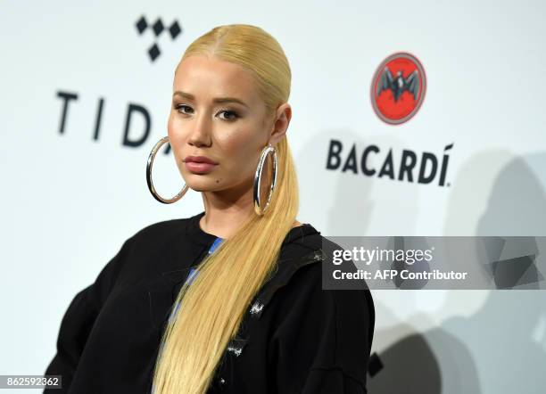 Rapper Iggy Azalea attends the Stream TIDAL X: Brooklyn Benefit Concert at Barclays Center of Brooklyn on October 17, 2017 in New York. / AFP PHOTO /...