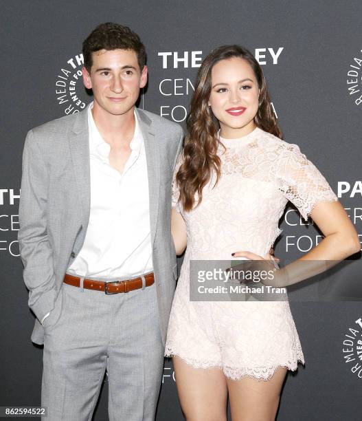 Sam Lerner and Hayley Orrantia arrive to the Paley Center for Media presents: "The Goldbergs" 100th Episode Celebration held on October 17, 2017 in...