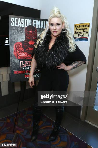 Professional wrestler Kira Renee Forster A.K.A. Taya Valkyrie attends El Rey Network's "Lucha Underground" Season 3 Finale 4DX Screening at Regal LA...