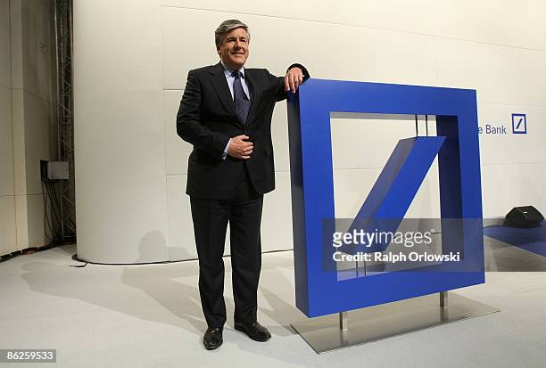 Josef Ackermann, CEO of German Deutsche Bank AG poses for the media after the 2009 first quarter results news conference on April 28, 2009 in...