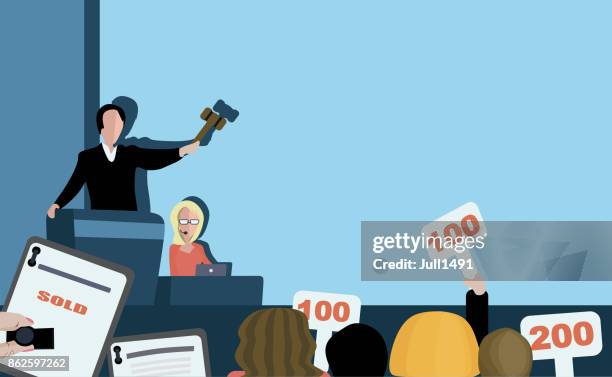 bei einer auktion verkauft - versteigerung stock-grafiken, -clipart, -cartoons und -symbole