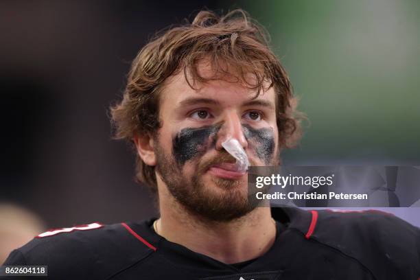 Inside linebacker Scooby Wright of the Arizona Cardinals on the sidelines during the second half of the NFL game against the Tampa Bay Buccaneers at...