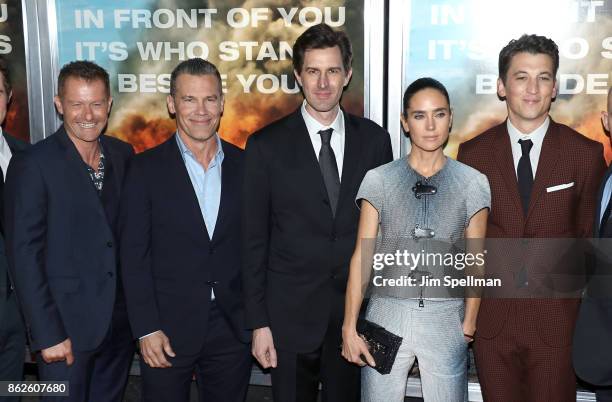 Actors James Badge Dale, Josh Brolin, director Joseph Kosinski, actors Jennifer Connelly and Miles Teller attend the "Only The Brave" New York...