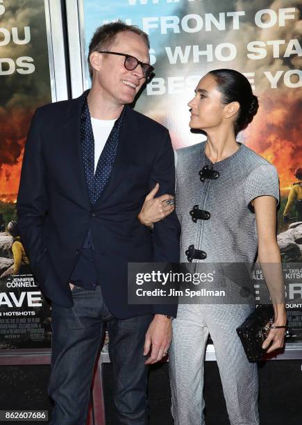 Actors Paul Bettany and Jennifer Connelly attend the "Only The Brave" New York screening at iPic Theater on October 17, 2017 in New York City.