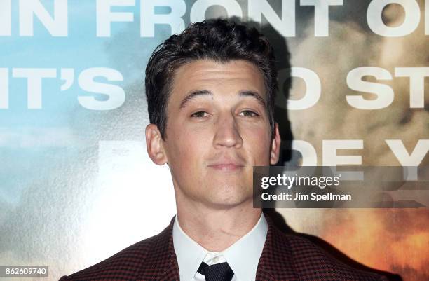 Actor Miles Teller attends the "Only The Brave" New York screening at iPic Theater on October 17, 2017 in New York City.