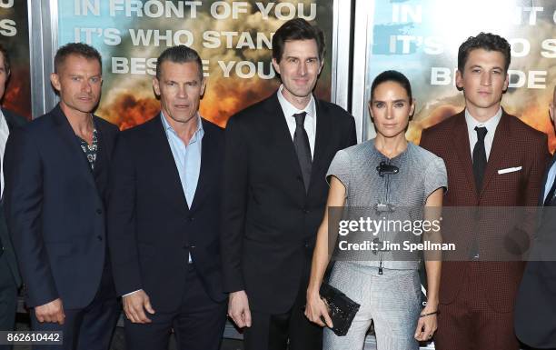 Actors James Badge Dale, Josh Brolin, director Joseph Kosinski, actors Jennifer Connelly and Miles Teller attend the "Only The Brave" New York...