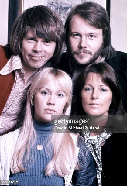 Swedish pop group Abba in Stockholm, April 1976. Clockwise, from top left, Bjorn Ulvaeus, Benny Andersson, Anni-Frid Lyngstad and Agnetha Faltskog.