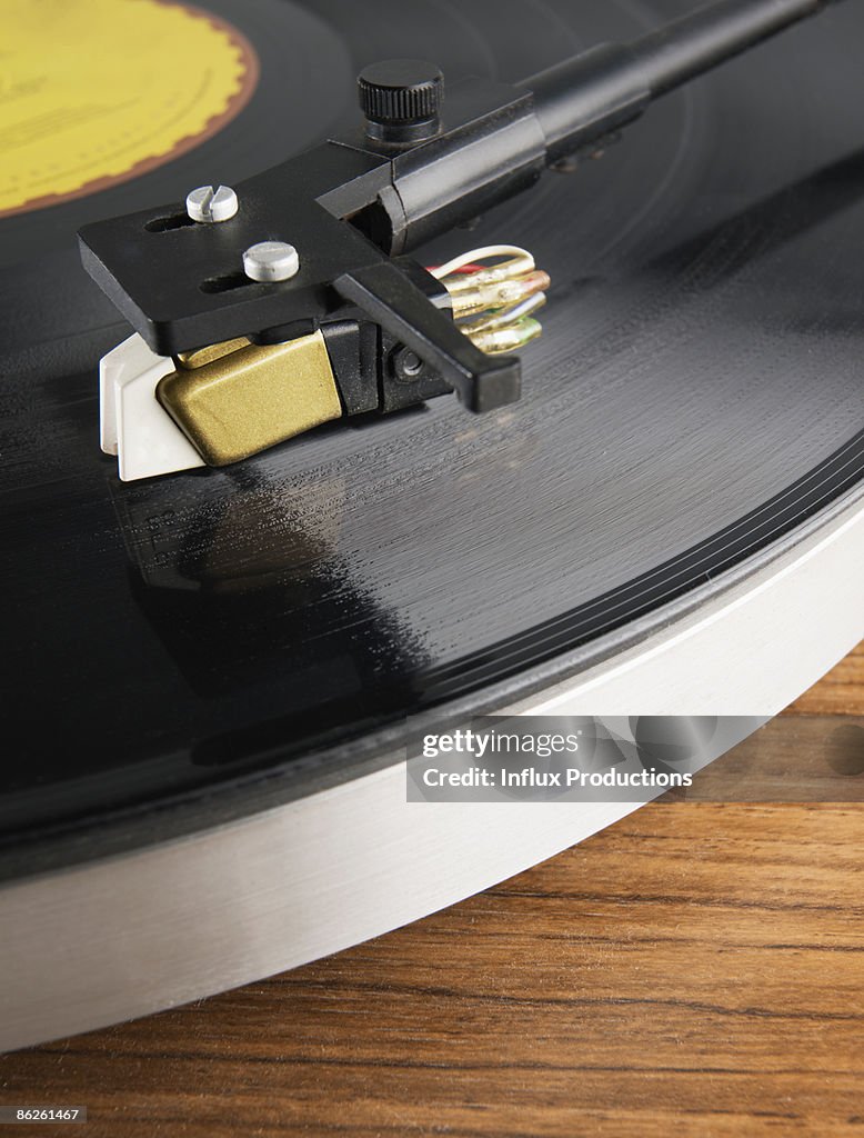 Stylus on spinning vinyl record