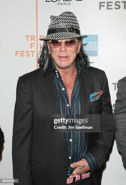 Actor Mickey Rourke attends the 8th Annual Tribeca Film Festival "City Island" premiere at BMCC/TPAC on April 26, 2009 in New York City.