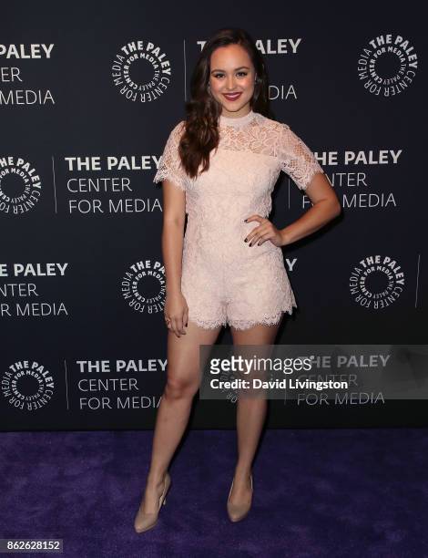Actress Hayley Orrantia attends "The Goldbergs" 100th episode celebration at The Paley Center for Media on October 17, 2017 in Beverly Hills,...