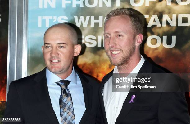 Pat McCarty and writer Brendan McDonough attend the "Only The Brave" New York screening at iPic Theater on October 17, 2017 in New York City.