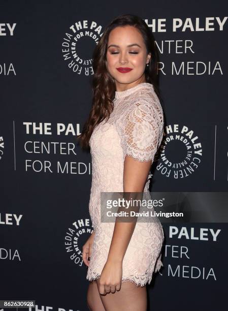 Actress Hayley Orrantia attends "The Goldbergs" 100th episode celebration at The Paley Center for Media on October 17, 2017 in Beverly Hills,...
