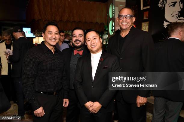 Chad Intrachooto, Rafael Olivares, Uwern Jong, and Steve Johnson attend the LGBT Celebration Travel and Honeymoon Showcase presented by Agence-V and...