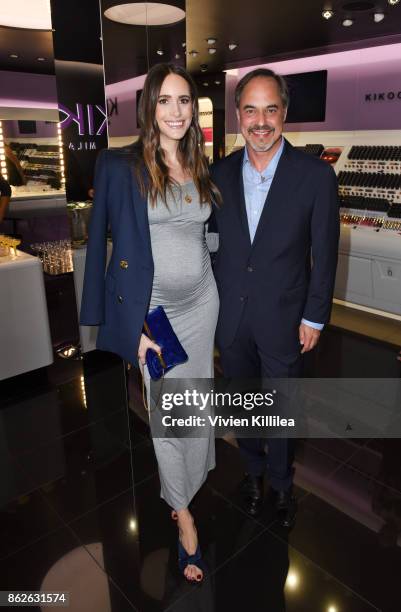 Louise Roe and CEO at KIKO Milano Cosmetics Frank Furlan attend Louise Roe For Kiko Milano At Kiko Milano Hollywood Venue on October 14, 2017 in...