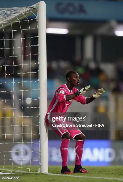 Goalkeeper Youssouf Koita of Mali reacts during the FIFA U-17 World Cup India 2017 Round of 16 match between Mali and Iraq at Pandit Jawaharlal Nehru...