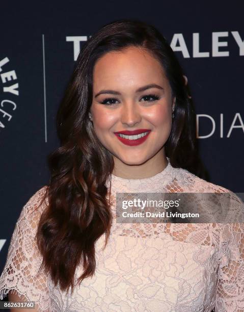 Actress Hayley Orrantia attends "The Goldbergs" 100th episode celebration at The Paley Center for Media on October 17, 2017 in Beverly Hills,...