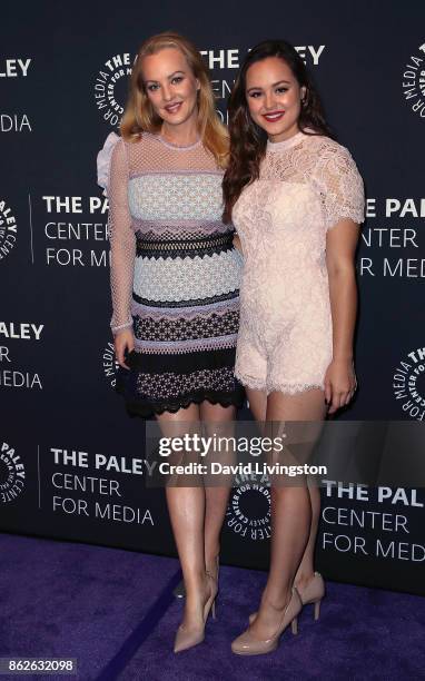 Actresses Wendi McLendon-Covey and Hayley Orrantia attend "The Goldbergs" 100th episode celebration at The Paley Center for Media on October 17, 2017...