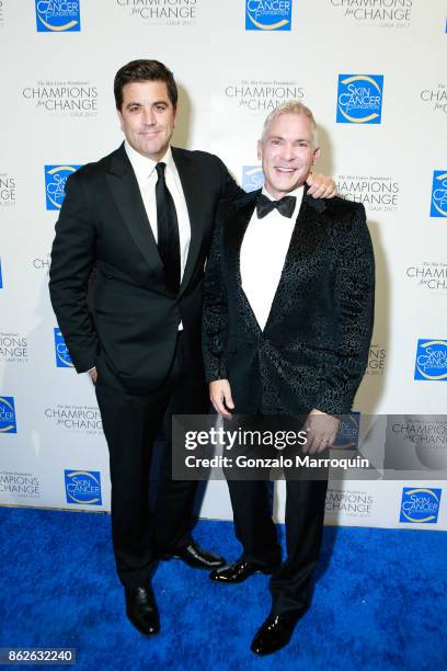 Josh Elliot and Sam Champion during the Skin Cancer Foundation's Champions for Change Gala at Cipriani 25 Broadway on October 17, 2017 in New York...