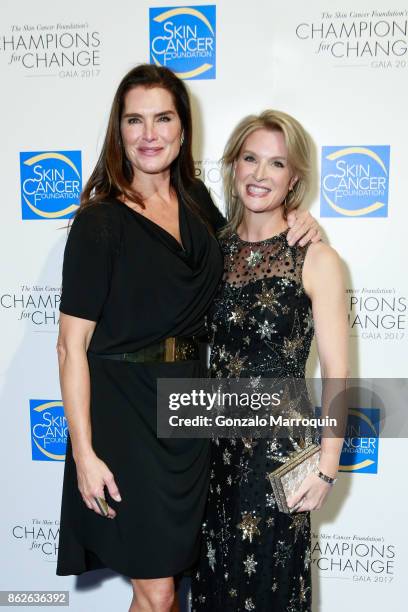 Brooke Shields and Elizabeth Hale MD during the Skin Cancer Foundation's Champions for Change Gala at Cipriani 25 Broadway on October 17, 2017 in New...